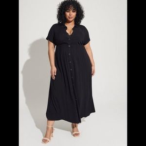 TORRID Maxi Rayon Slub Button Front Godet A-Line Dress